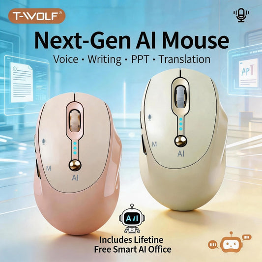 AI Wireless Mouse Voice to Text Real-Time Translation PPT Creation T-WOLF Silent Rechargeable for an Everyday Personal Care Routine