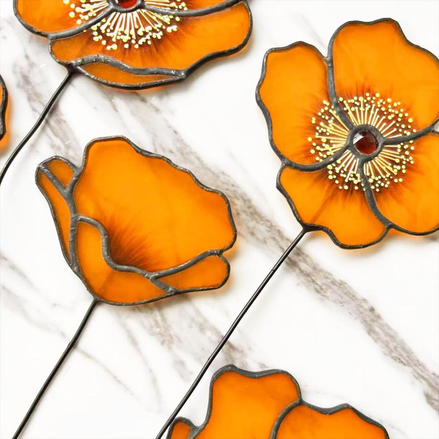 Stained Glass California Poppy Stems
