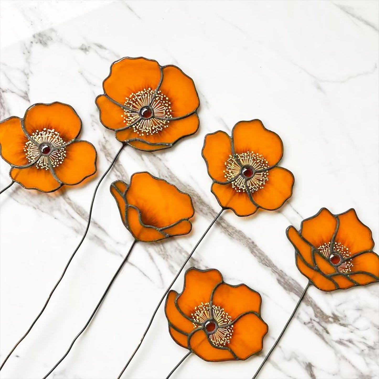 Stained Glass California Poppy Stems