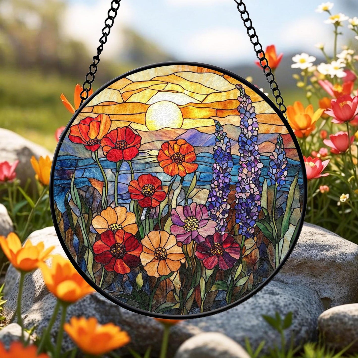 Wildflower Meadow Mosaic Glass Suncatcher