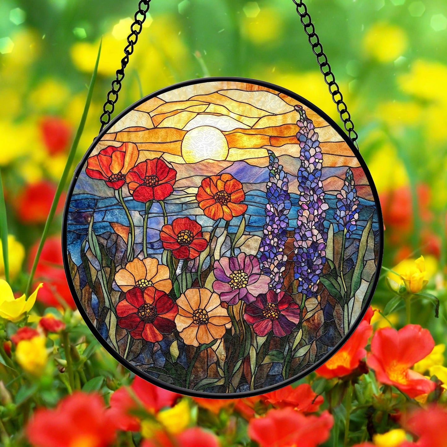 Wildflower Meadow Mosaic Glass Suncatcher