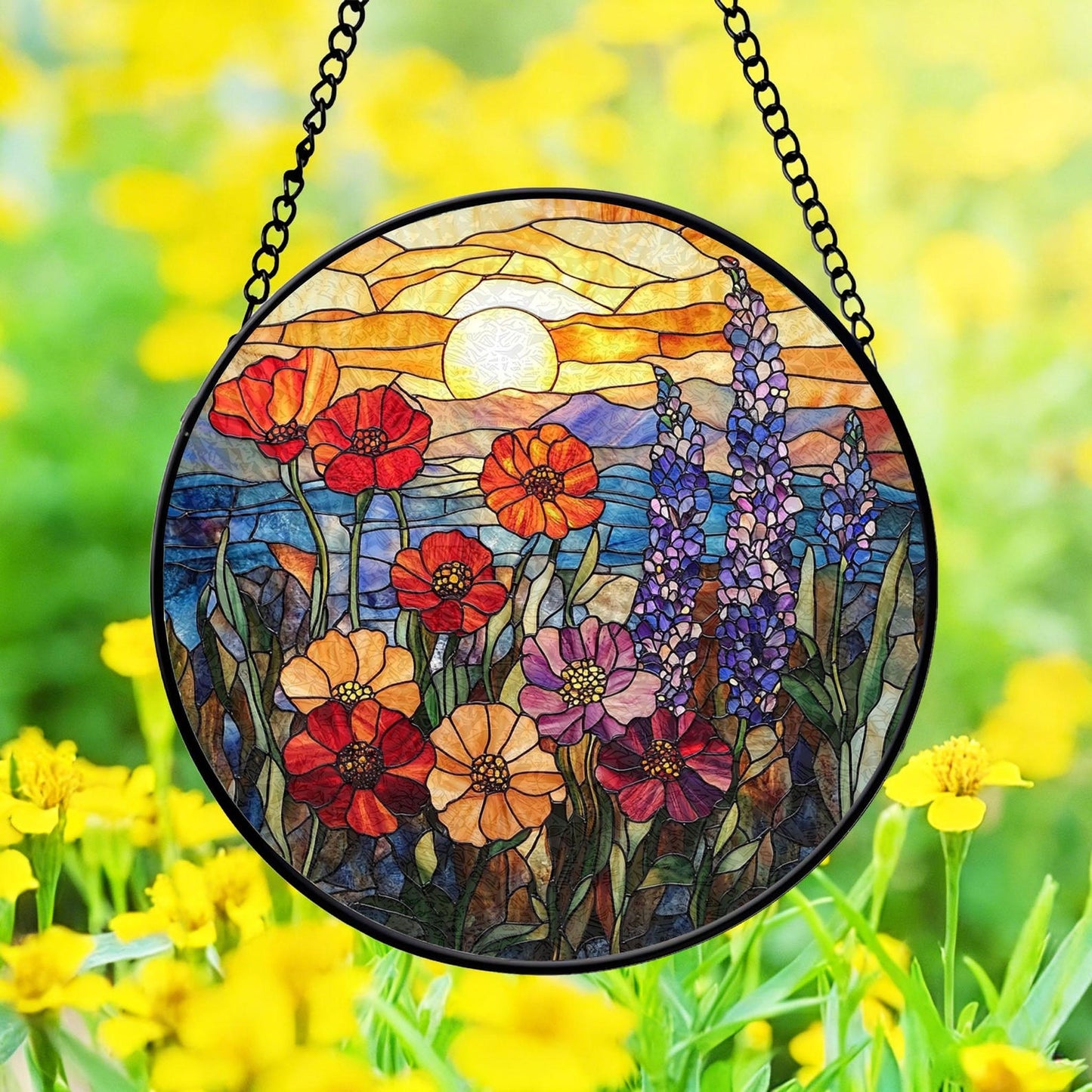 Wildflower Meadow Mosaic Glass Suncatcher