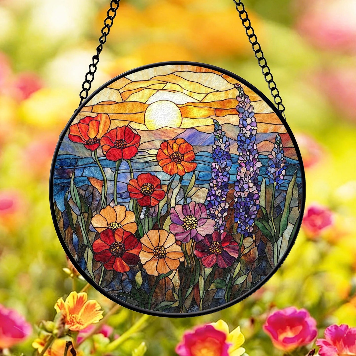 Wildflower Meadow Mosaic Glass Suncatcher