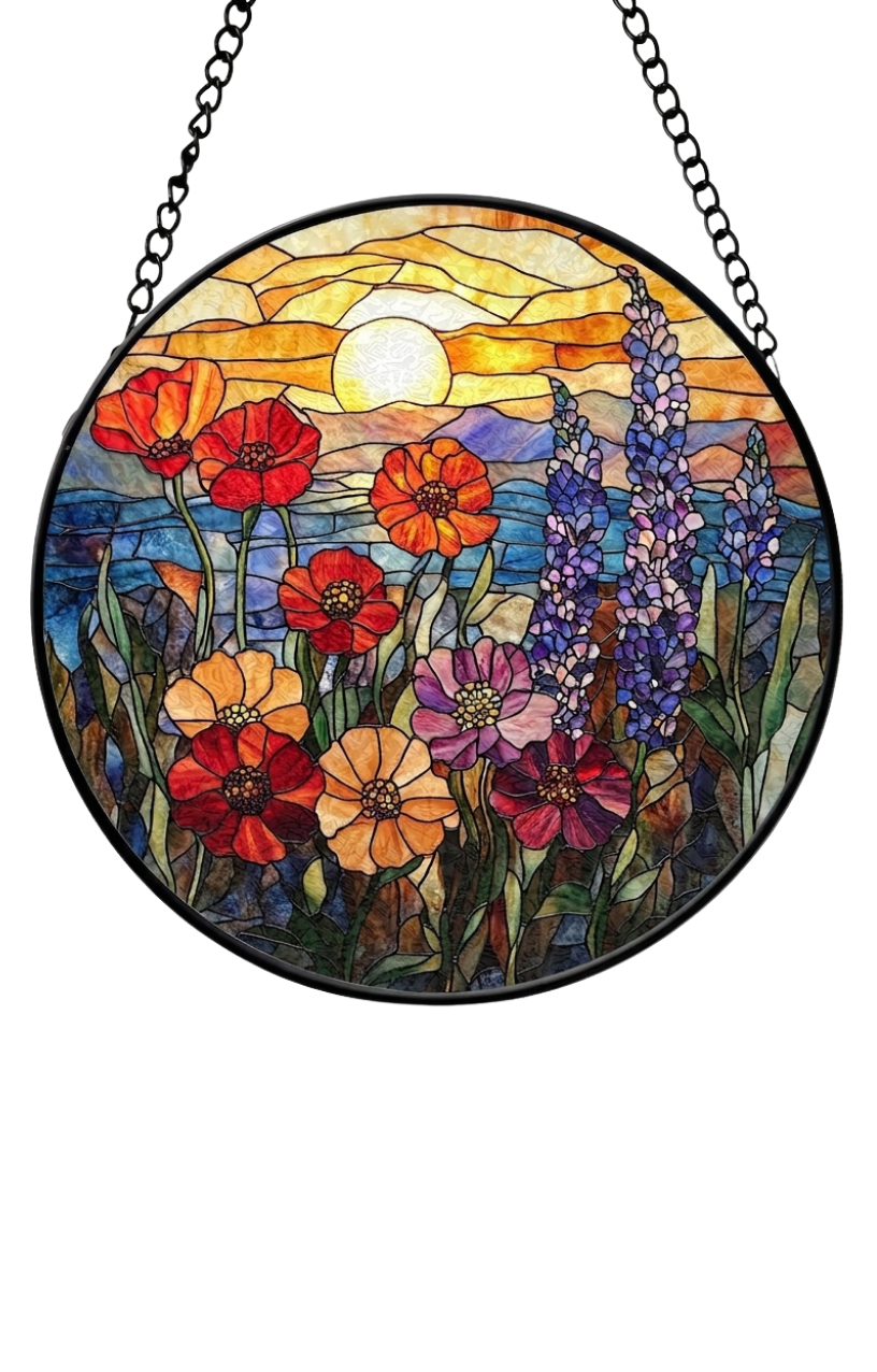 Wildflower Meadow Mosaic Glass Suncatcher