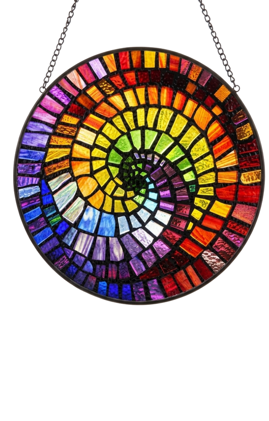 Rainbow Spiral Mosaic Glass Suncatcher