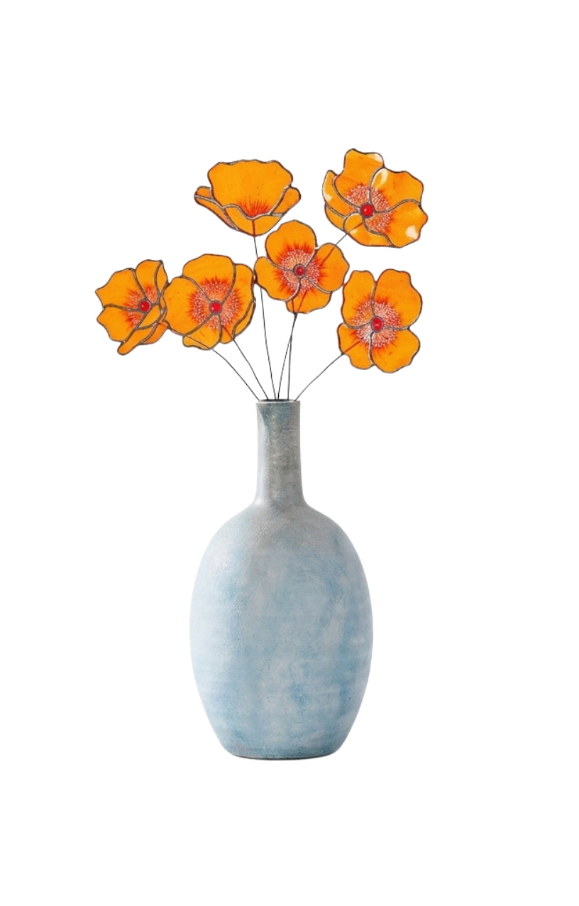 Stained Glass California Poppy Stems